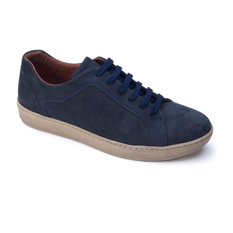 214651-navy Полуботинки муж.нубук-кожа синий